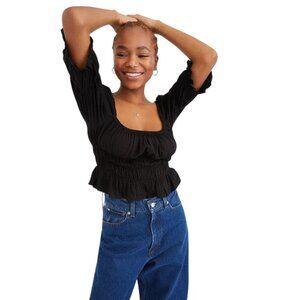 Urban Outfitters Black Smocked Crop Top Size Small